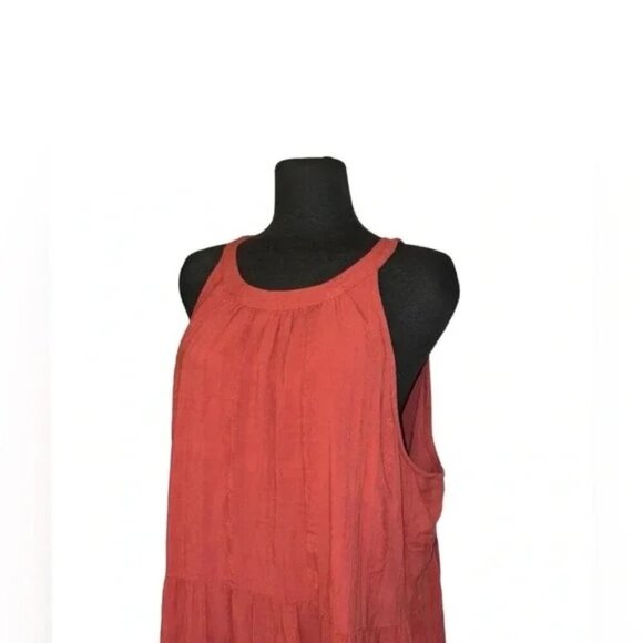 OLD NAVY Coral  Sleeveless Tiered Swing Midi dress  - Plus Size 2X - Picture 4 of 5